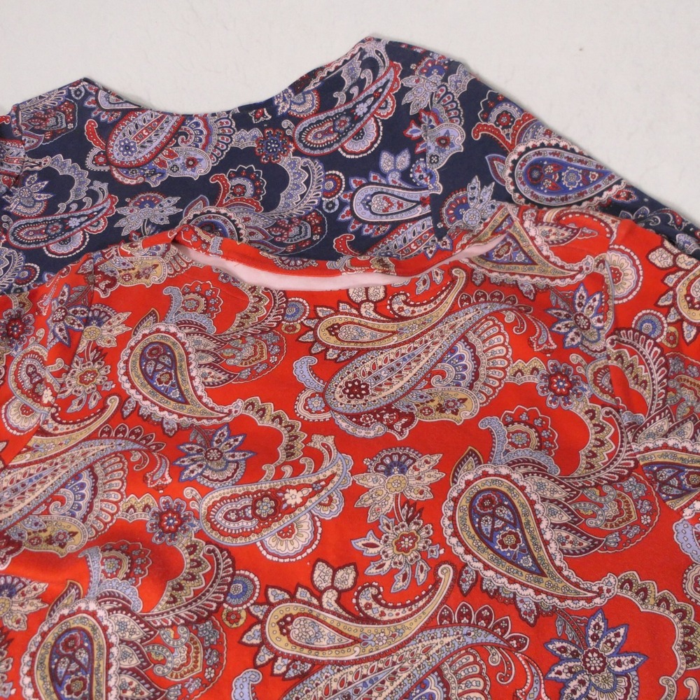 Charter Club Womens Tops 2X Red Navy Paisley Pima Cotton Lot 2 Boho Soft Modest